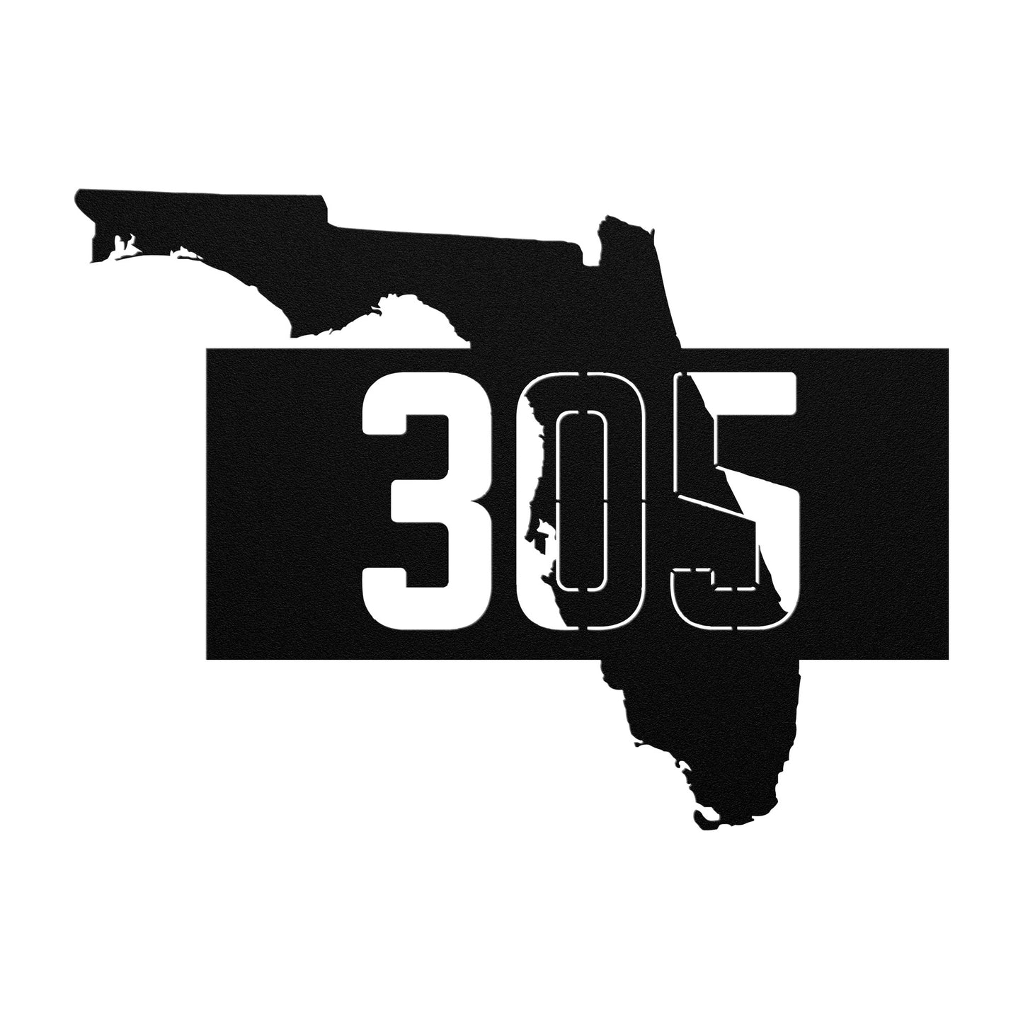 Florida Silhouette Metal Art - Area Code 305 Steel Sign - Personalized Metal Wall Decor