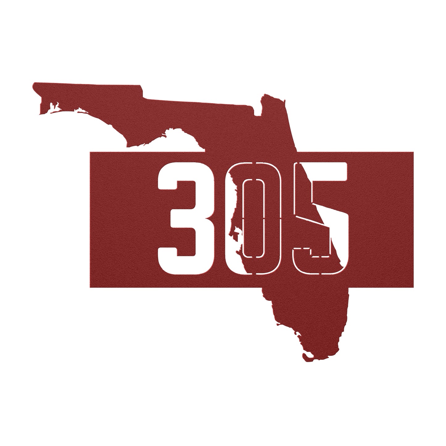 Florida Silhouette Metal Art - Area Code 305 Steel Sign - Personalized Metal Wall Decor