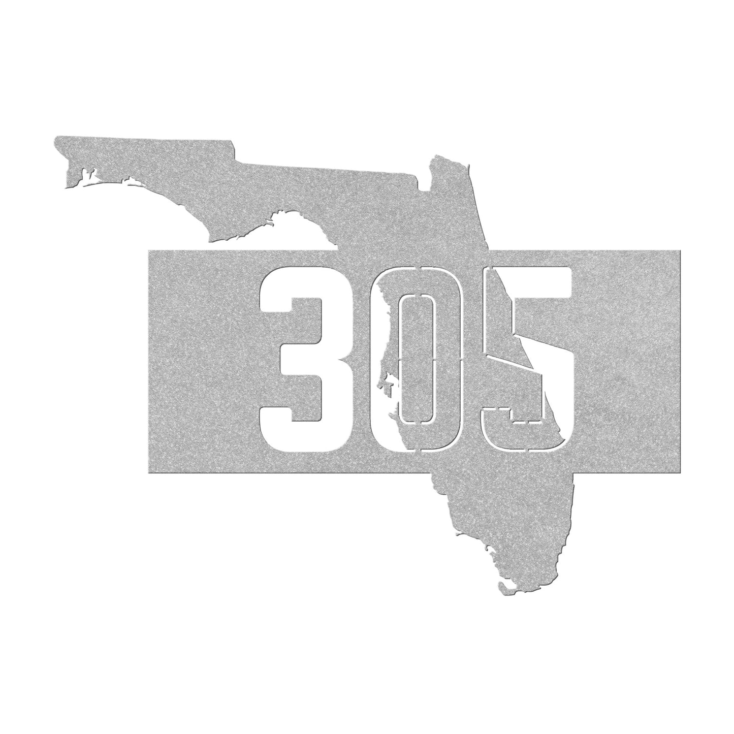Florida Silhouette Metal Art - Area Code 305 Steel Sign - Personalized Metal Wall Decor