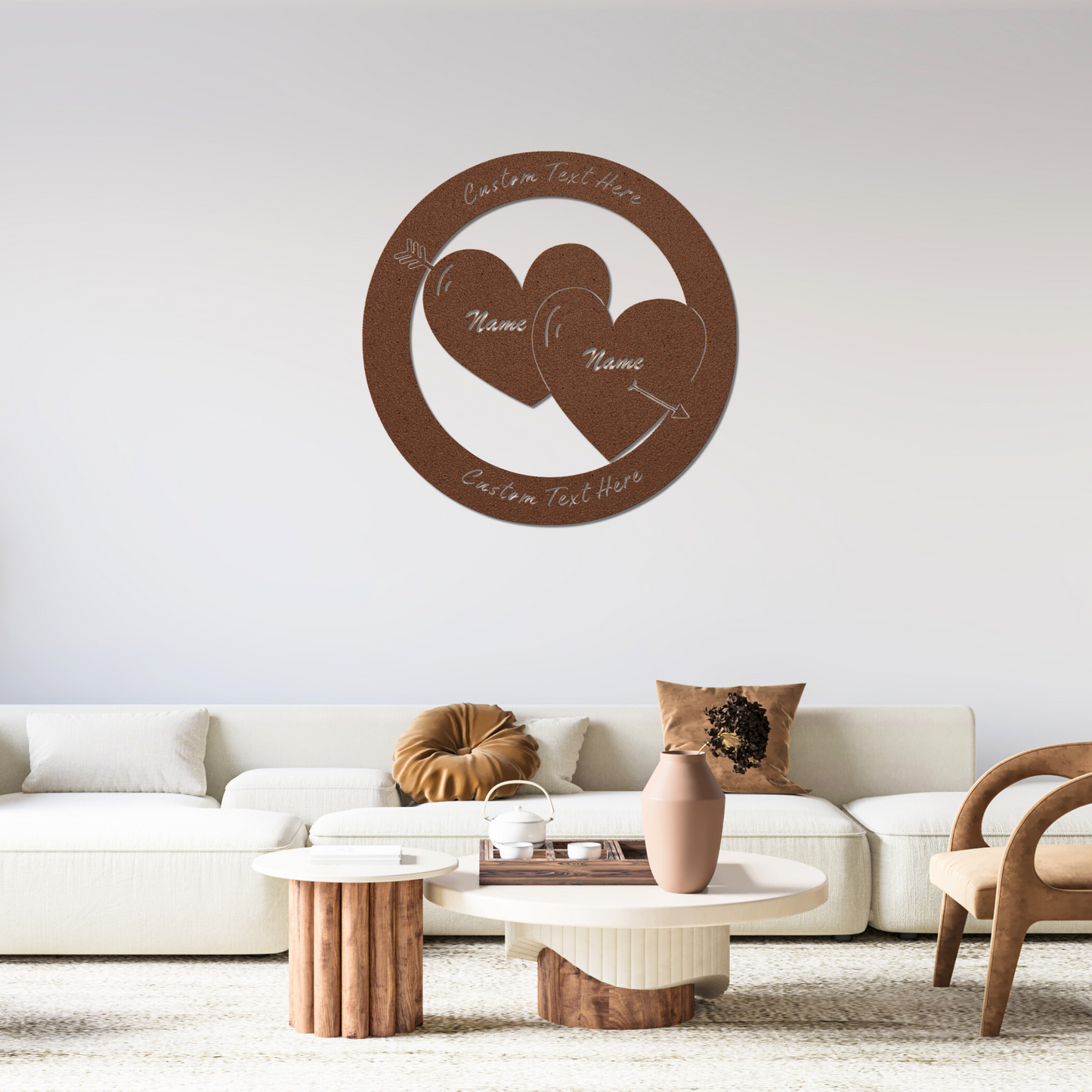 Personalized Hearts Metal Art