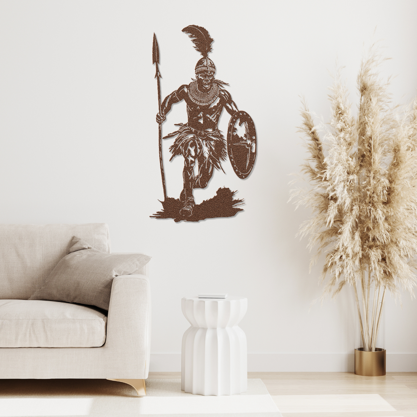 African Warrior Metal Art